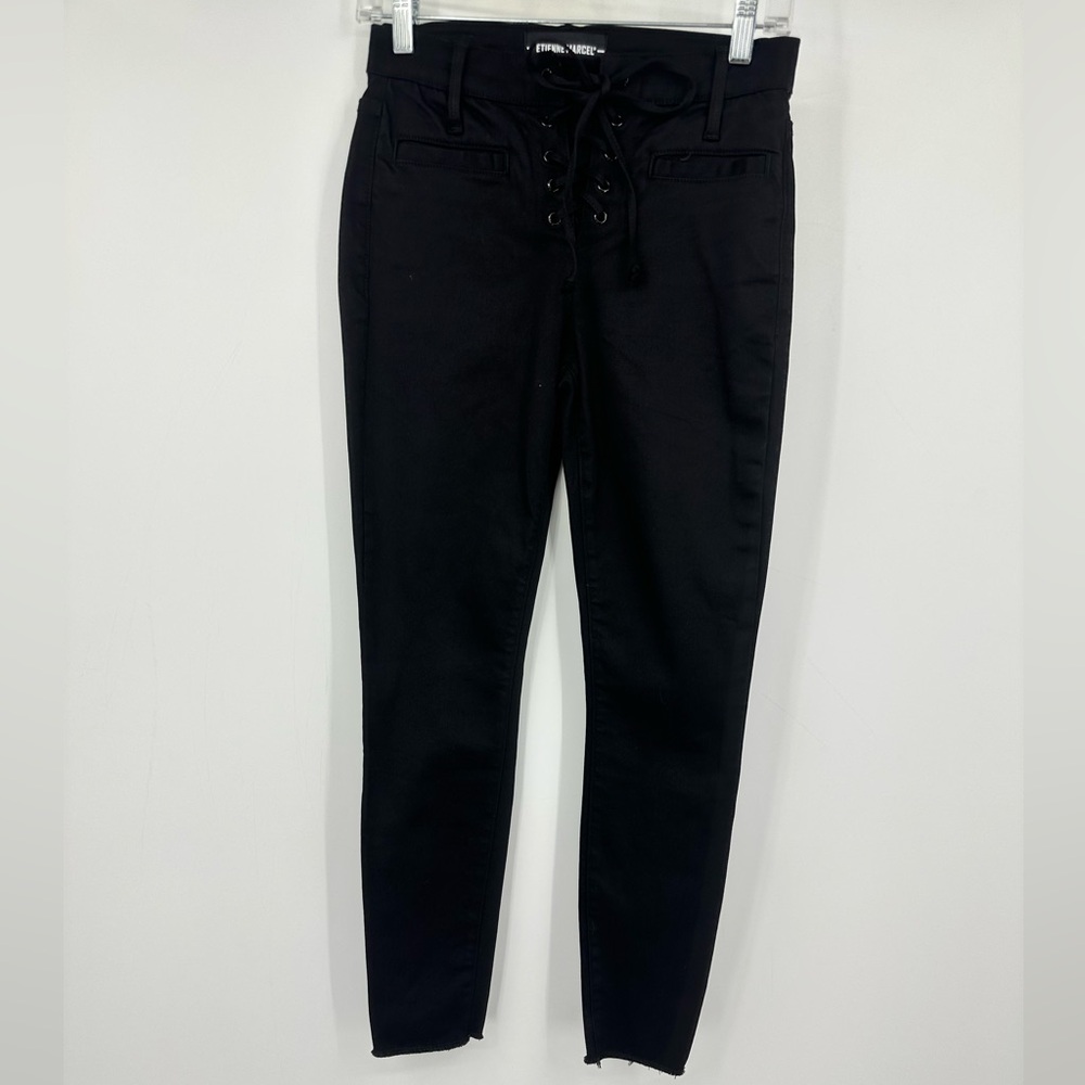 Etienne Marcel Black Lace-Up Skinny Pants Jeans Womens 26 EM2071 AM583